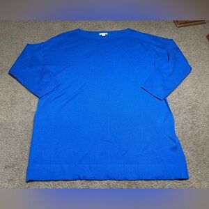 J Jill Royal Blue 3/4 sleeve Sweater 100% Merino Wool Womens Size Medium Tall